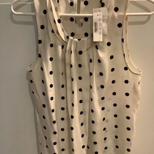 J.Crew Silk Sleeveless Blouse Ivory with Black Dots Size 4